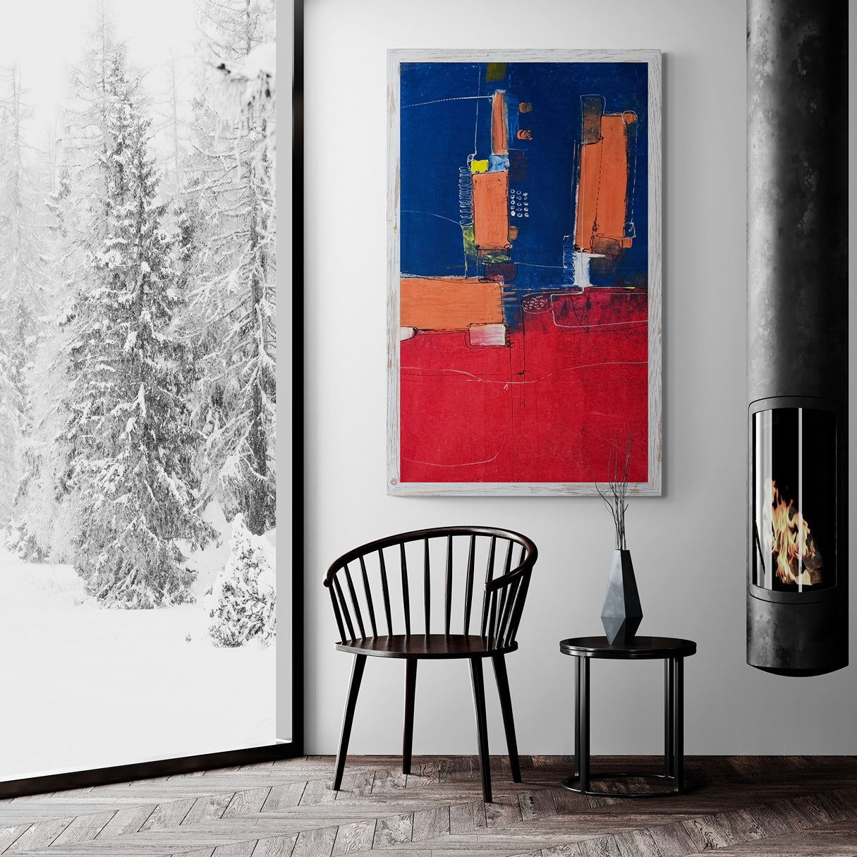 Hand-Painted 34" x 60" Large Original Canvas Wall Art | Mechanical Melange