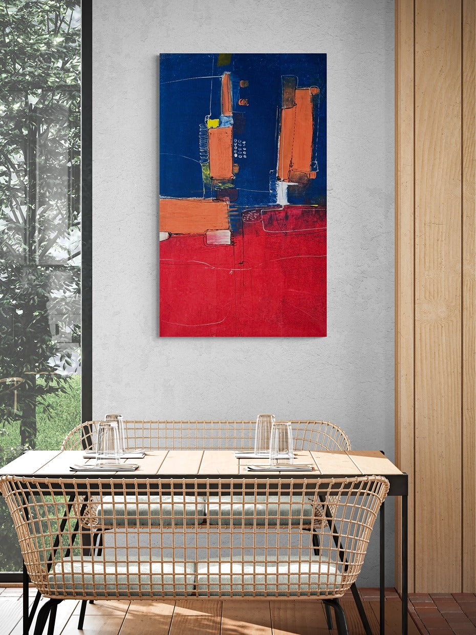 Hand-Painted 34" x 60" Large Original Canvas Wall Art | Mechanical Melange