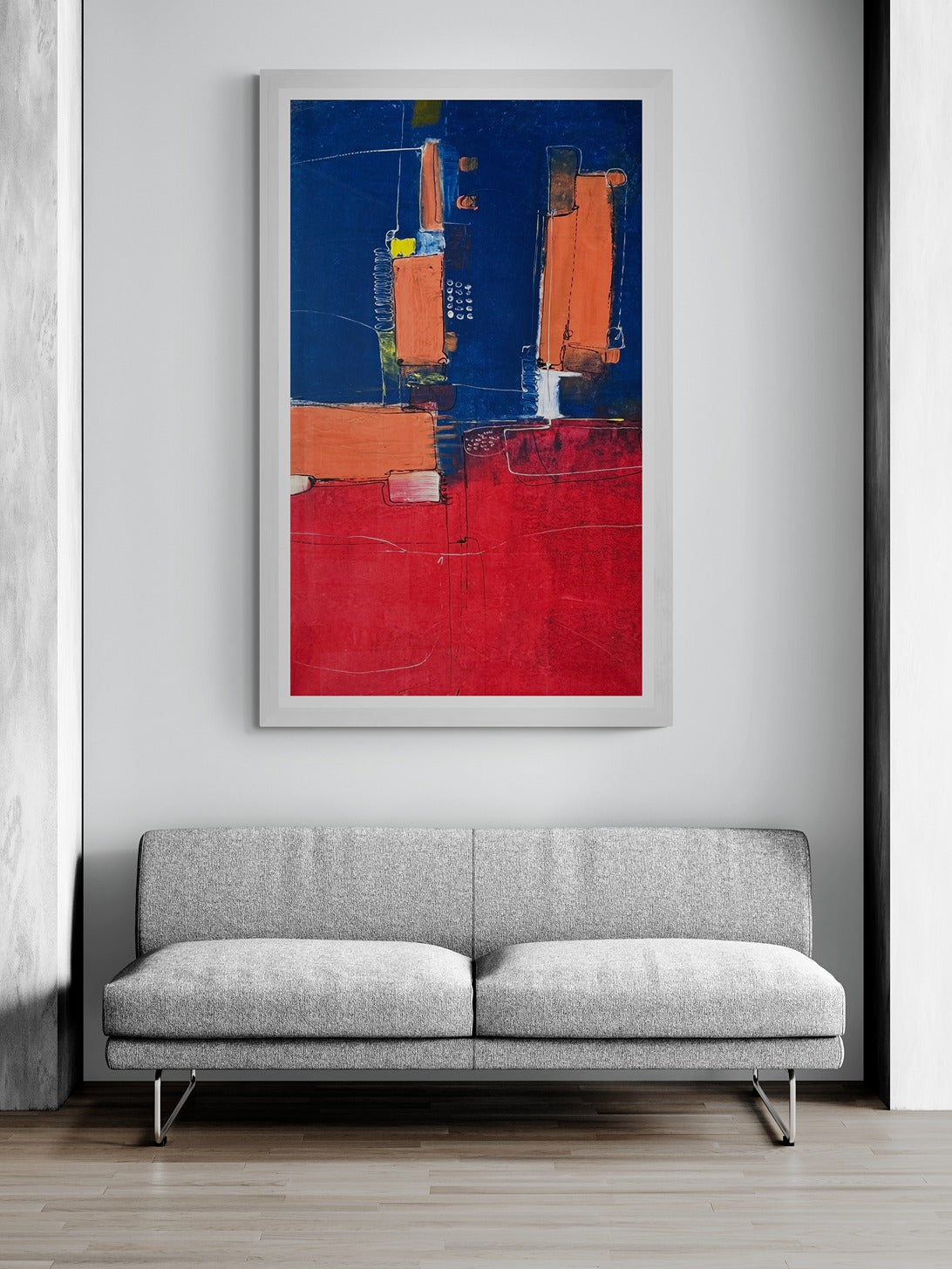 Hand-Painted 34" x 60" Large Original Canvas Wall Art | Mechanical Melange
