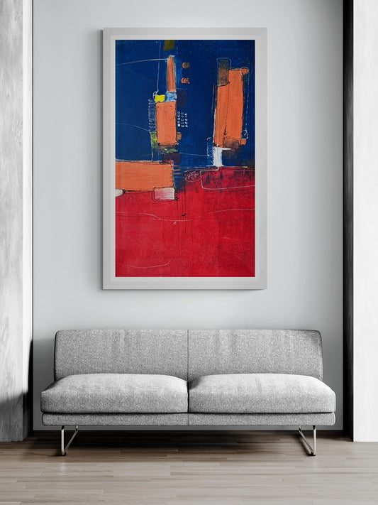 Hand-Painted 34" x 60" Large Original Canvas Wall Art | Mechanical Melange
