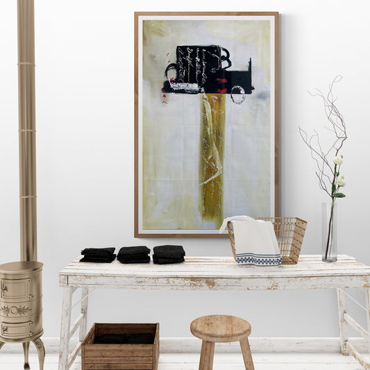 Laundry room with burner featuring an abstract Large original hand painted canvas wall art