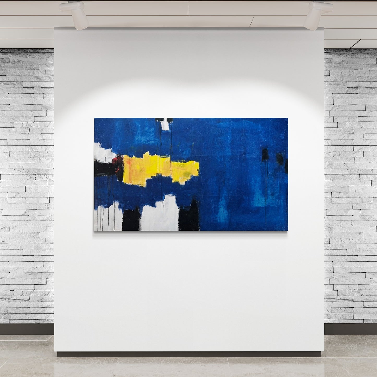 Hand-Painted 34" x 60" Large Original Canvas Wall Art | Core Exposed