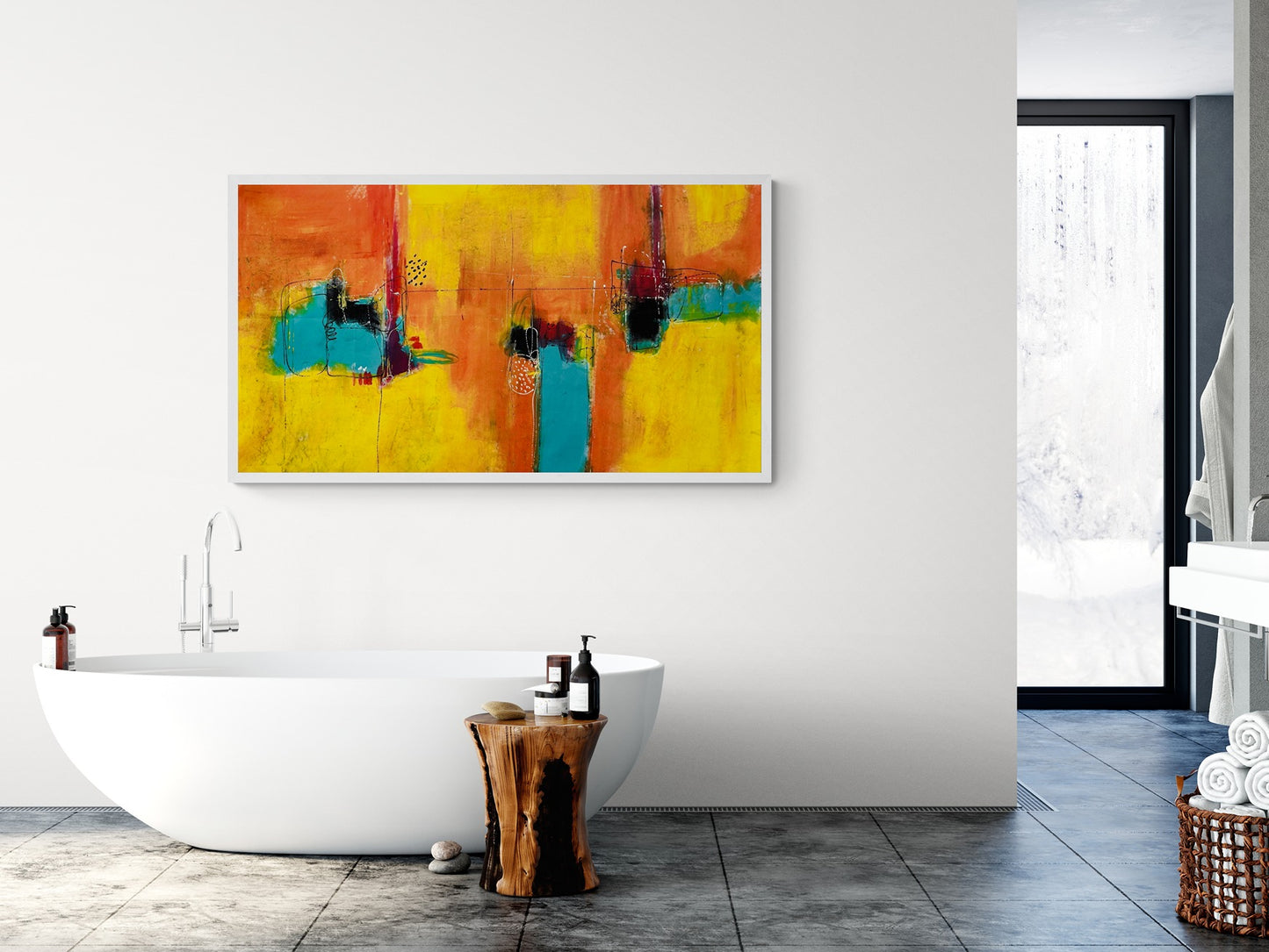 Hand-Painted 34" x 60" Large Original Abstract Wall Art | Always the Sun