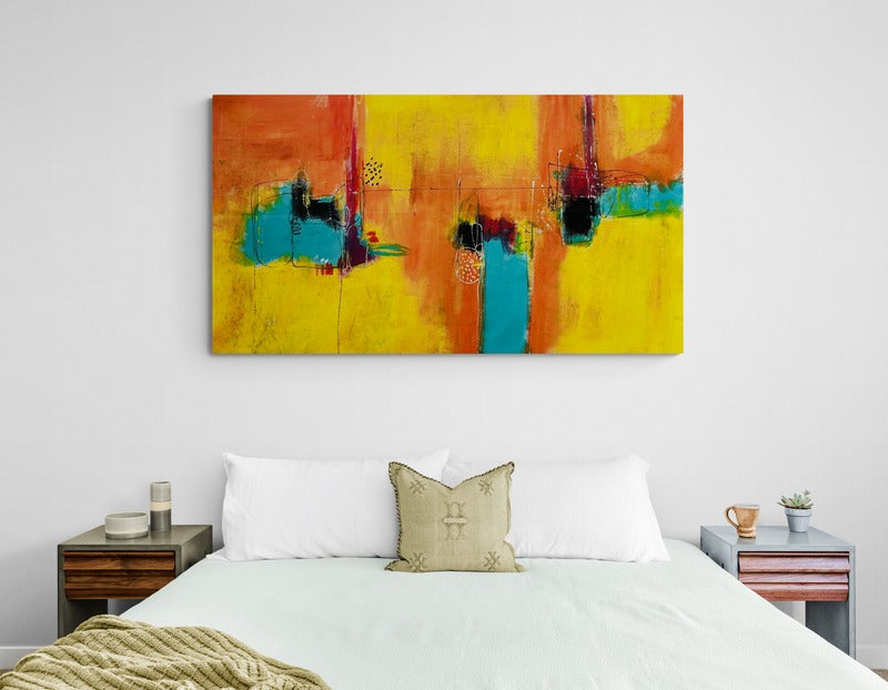Hand-Painted 34" x 60" Large Original Abstract Wall Art | Always the Sun