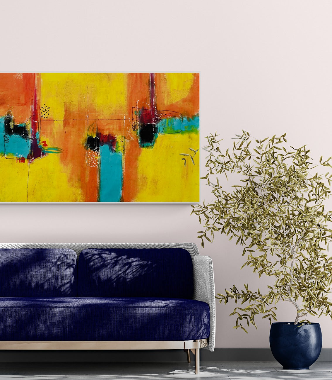 Hand-Painted 34" x 60" Large Original Abstract Wall Art | Always the Sun