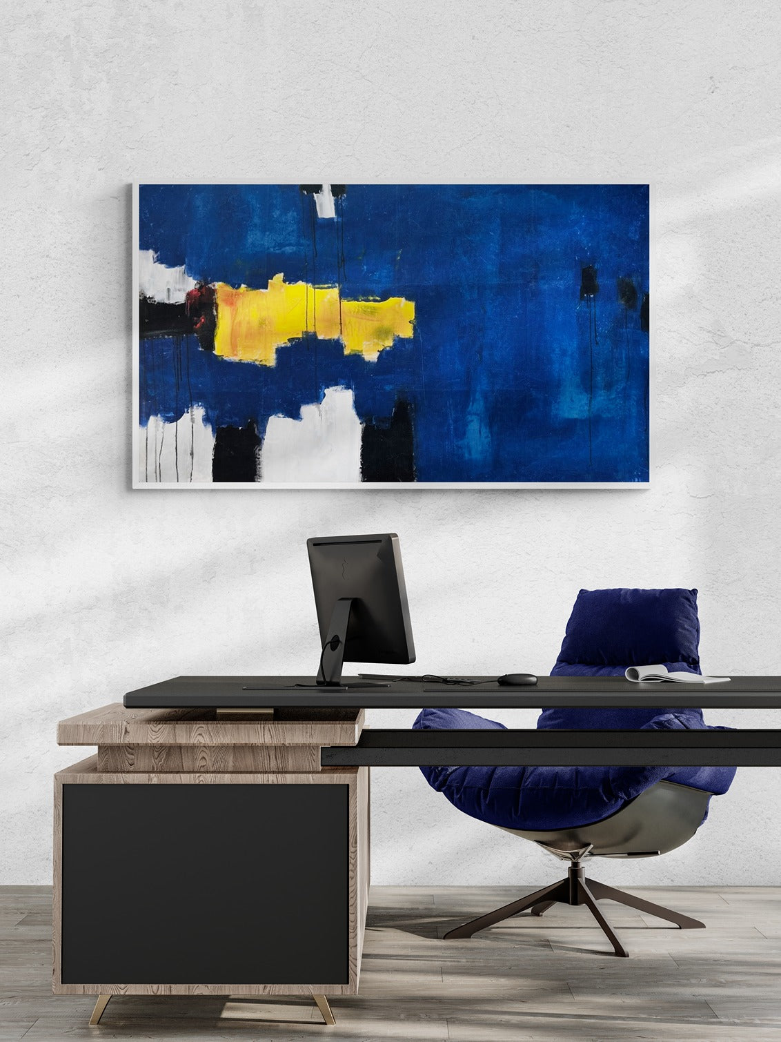 Hand-Painted 34" x 60" Large Original Canvas Wall Art | Core Exposed