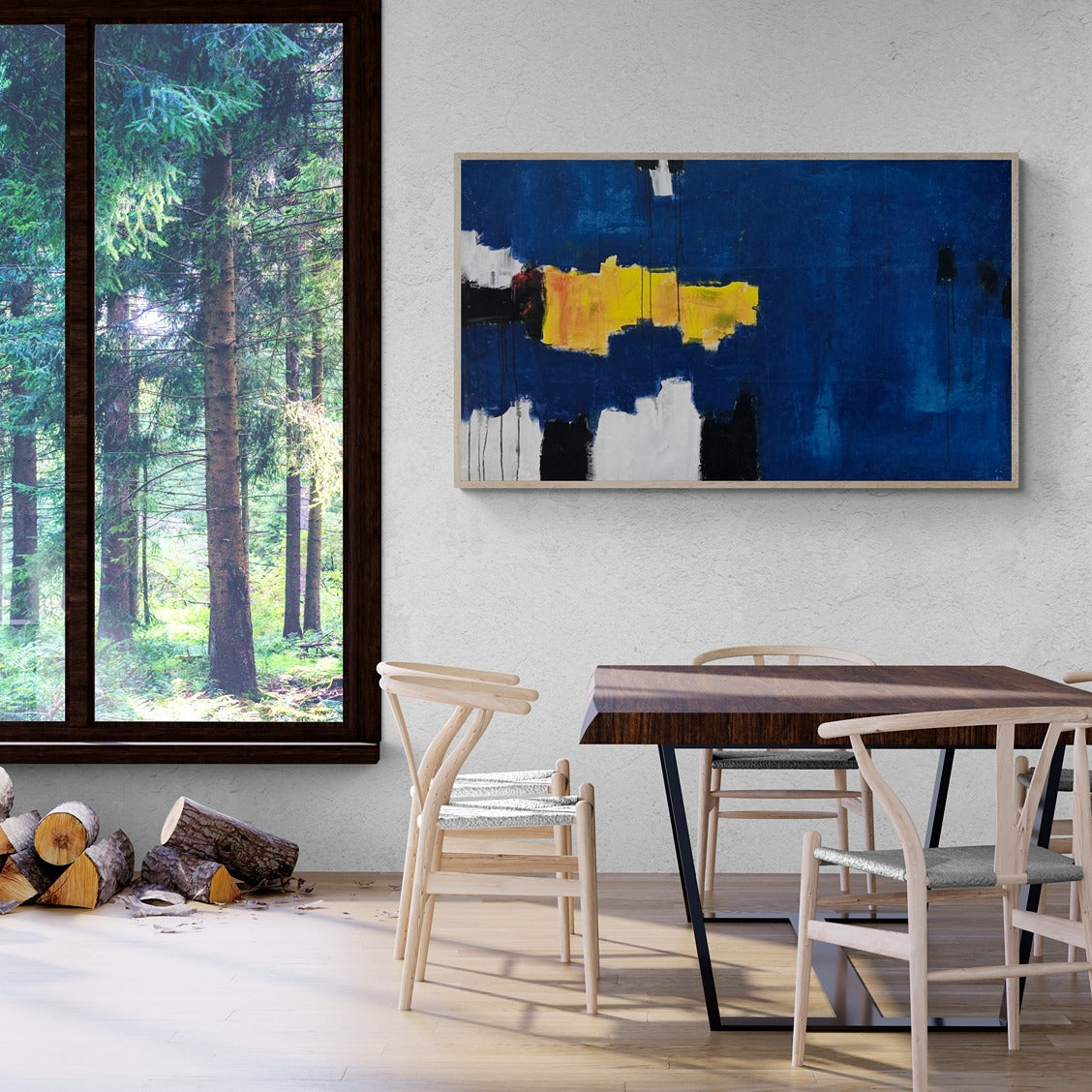 Hand-Painted 34" x 60" Large Original Canvas Wall Art | Core Exposed