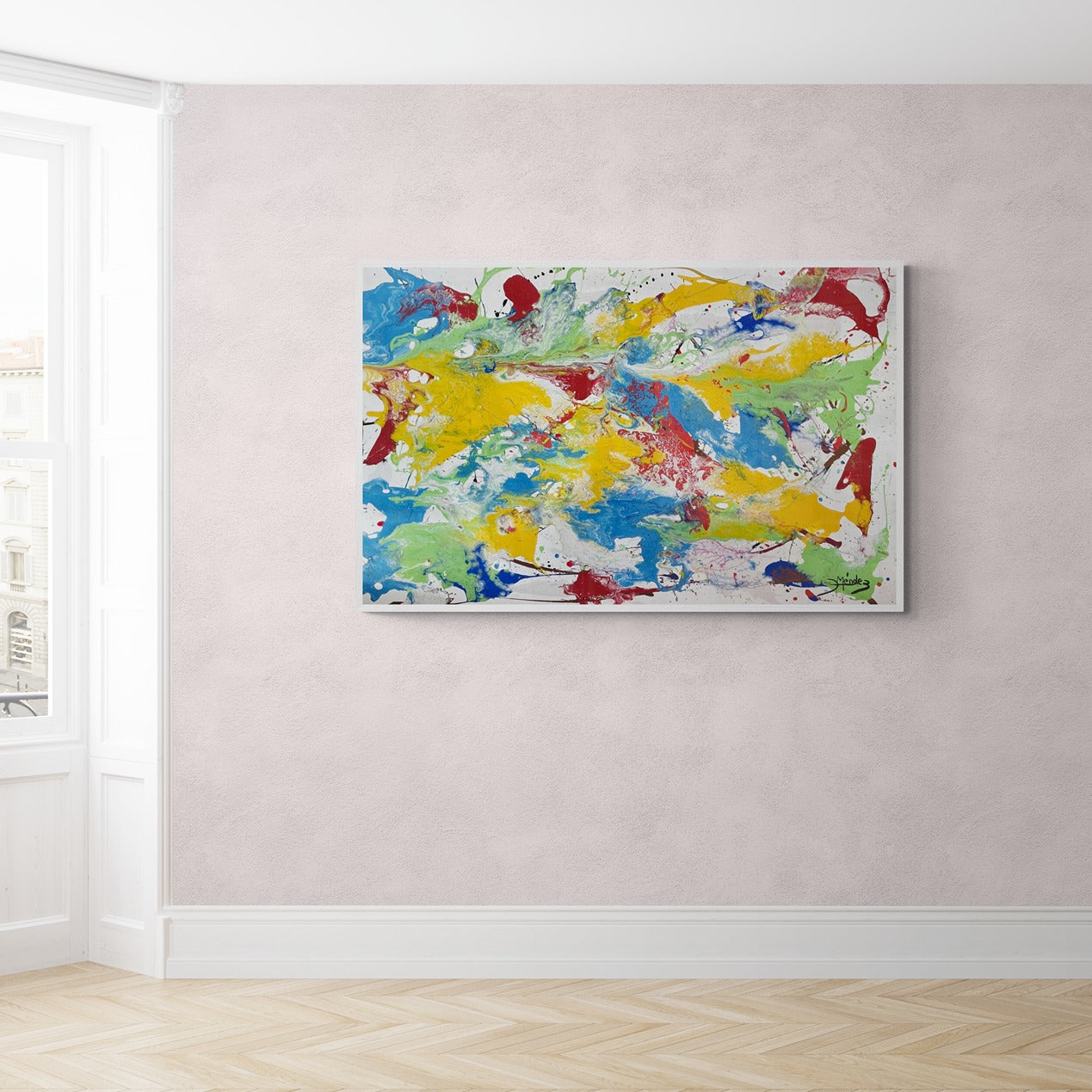 "Vivid Vibrations" Large Original Hand-Painted Canvas Wall Art 56" x 37"