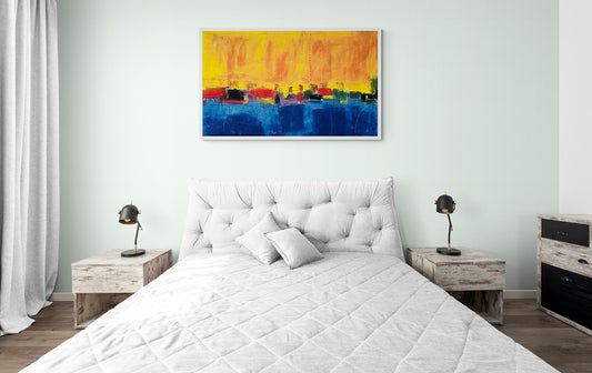 "Sunset Fusion" Large Original Hand-Painted Canvas Wall Art 60" x 35"