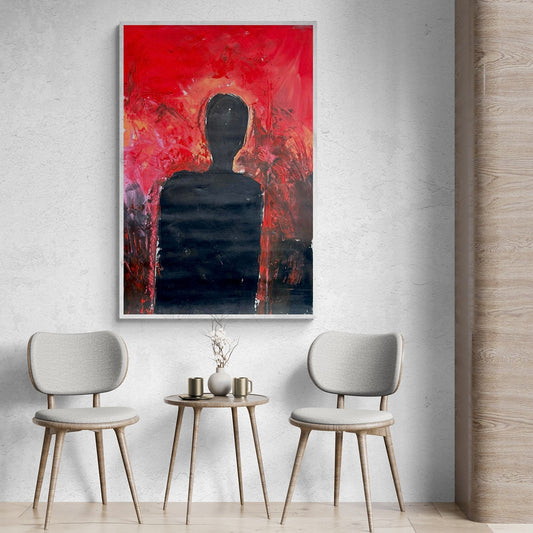 "Shadowed Silhouette" Large Original Hand-Painted Canvas Wall Art 37" x 56"