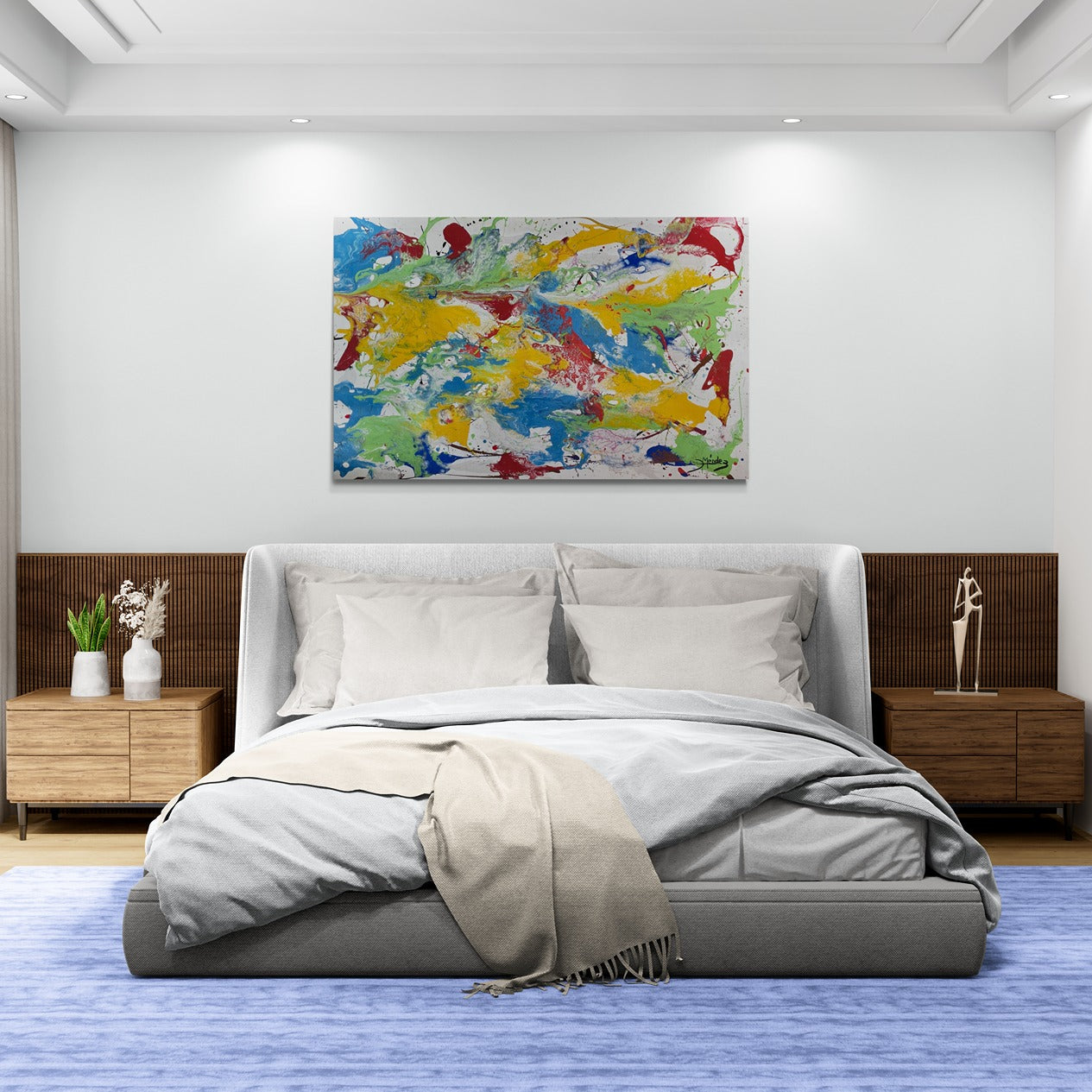 "Vivid Vibrations" Large Original Hand-Painted Canvas Wall Art 56" x 37"