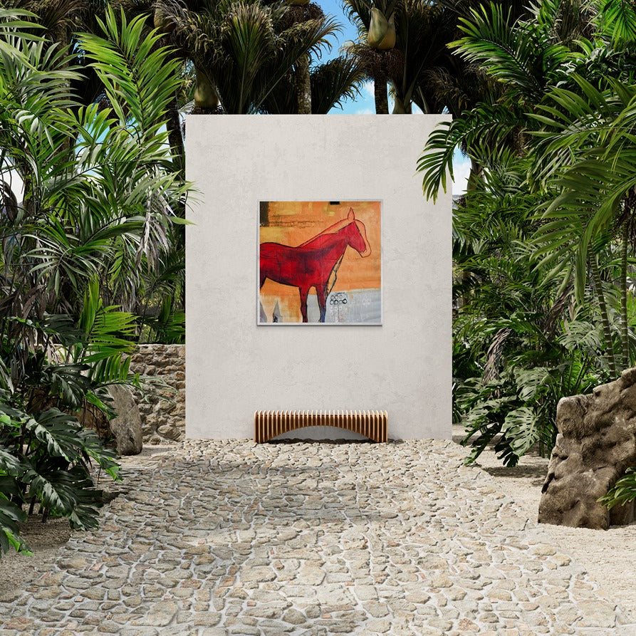 Hand-Painted 59" x 59" Large Original Canvas Wall Art | Burro