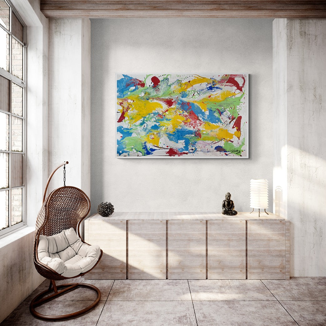 "Vivid Vibrations" Large Original Hand-Painted Canvas Wall Art 56" x 37"