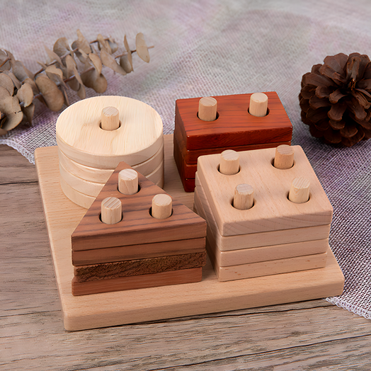 Geometric Stacker | Montessori Wooden Stacker Toy