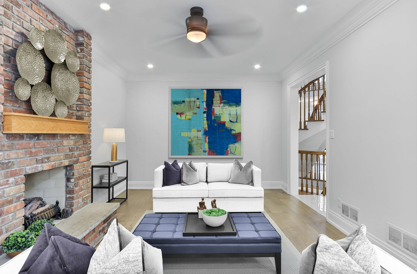 Hand-Painted 60" x 60" Large Original Canvas Wall Art | Aqua Wave