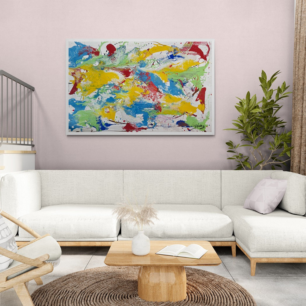 "Vivid Vibrations" Large Original Hand-Painted Canvas Wall Art 56" x 37"