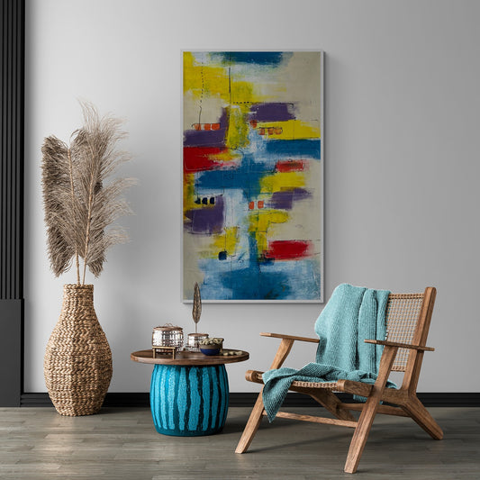 "Color Dynamo" Large Original Hand-Painted Canvas Wall Art 35" x 60"