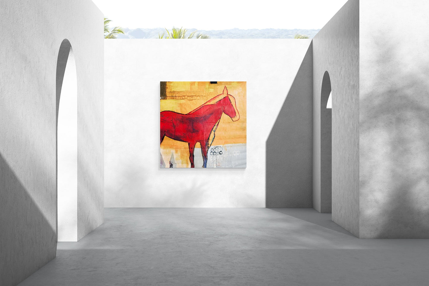 Hand-Painted 59" x 59" Large Original Canvas Wall Art | Burro