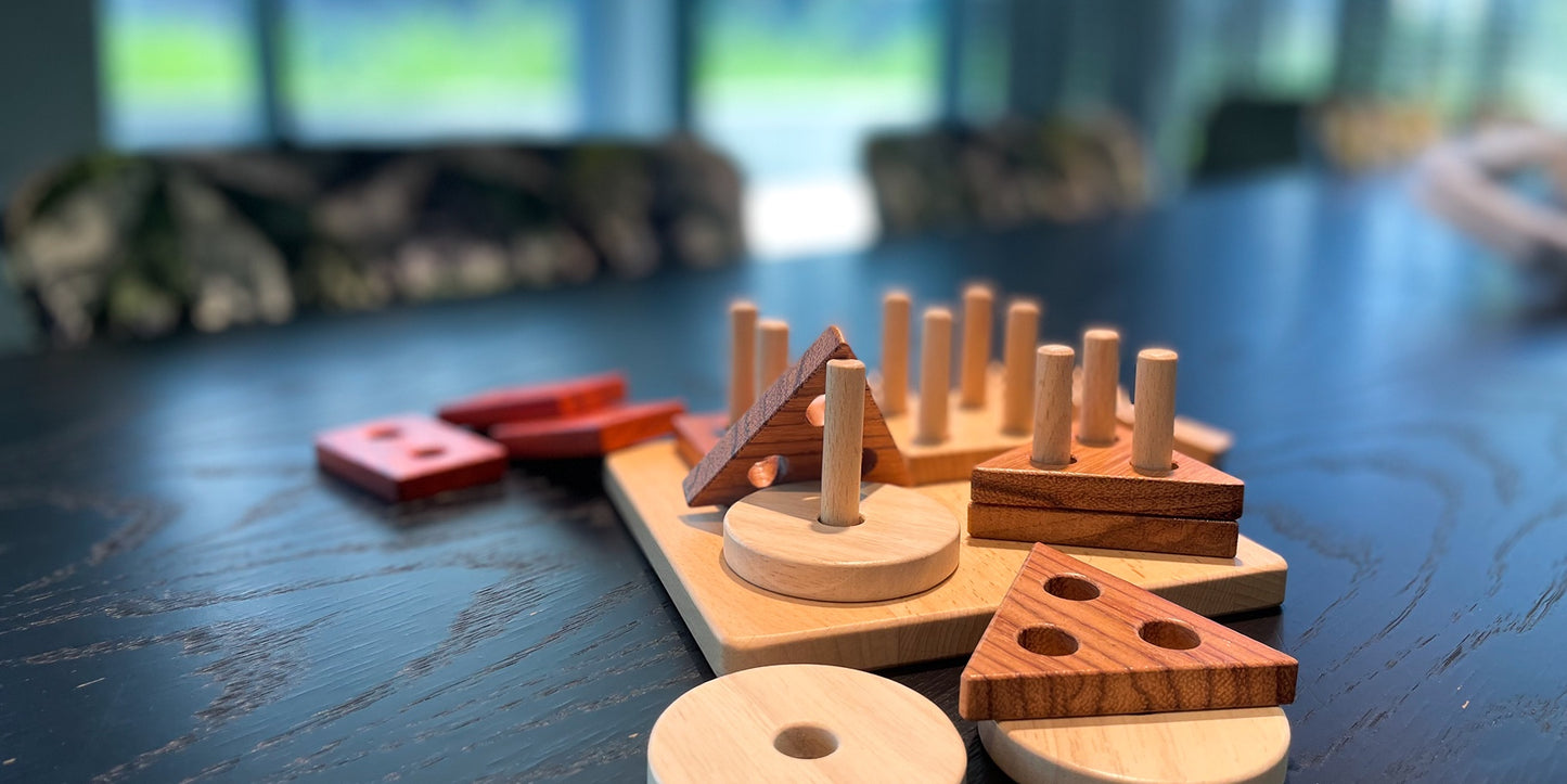 Geometric Stacker | Montessori Wooden Stacker Toy