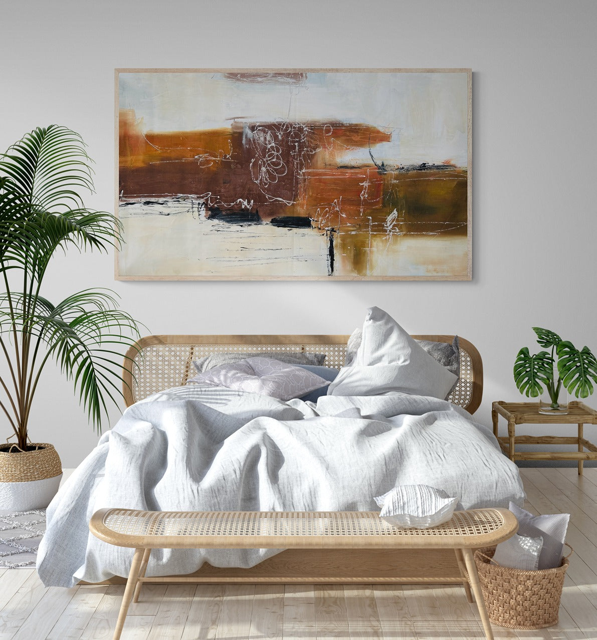 Hand-Painted 35" x 60" Large Original Canvas Wall Art | Sienna Clay