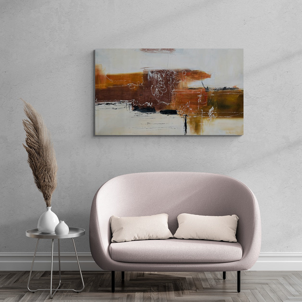 Hand-Painted 35" x 60" Large Original Canvas Wall Art | Sienna Clay