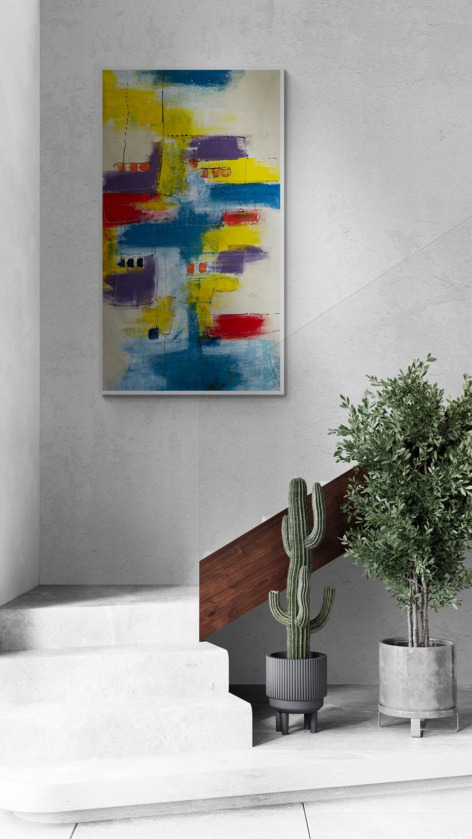 "Color Dynamo" Large Original Hand-Painted Canvas Wall Art 35" x 60"