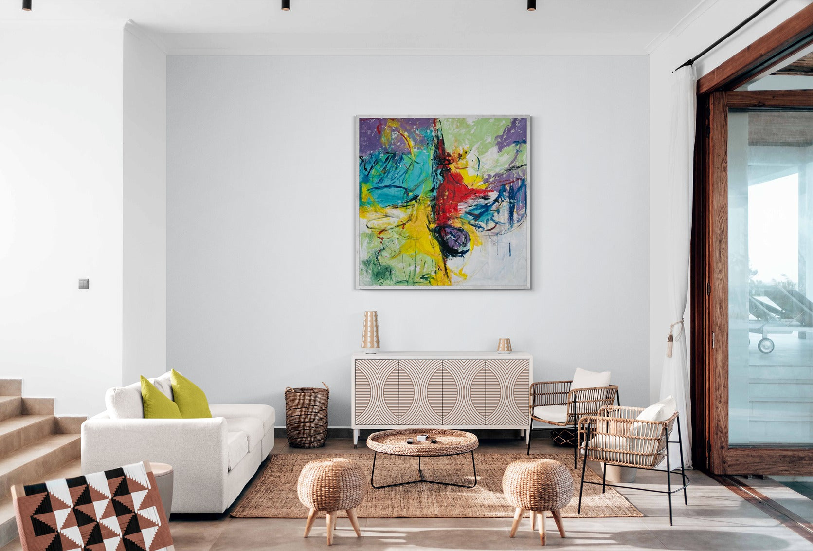 Large hand-painted canvas featuring abstract wall art