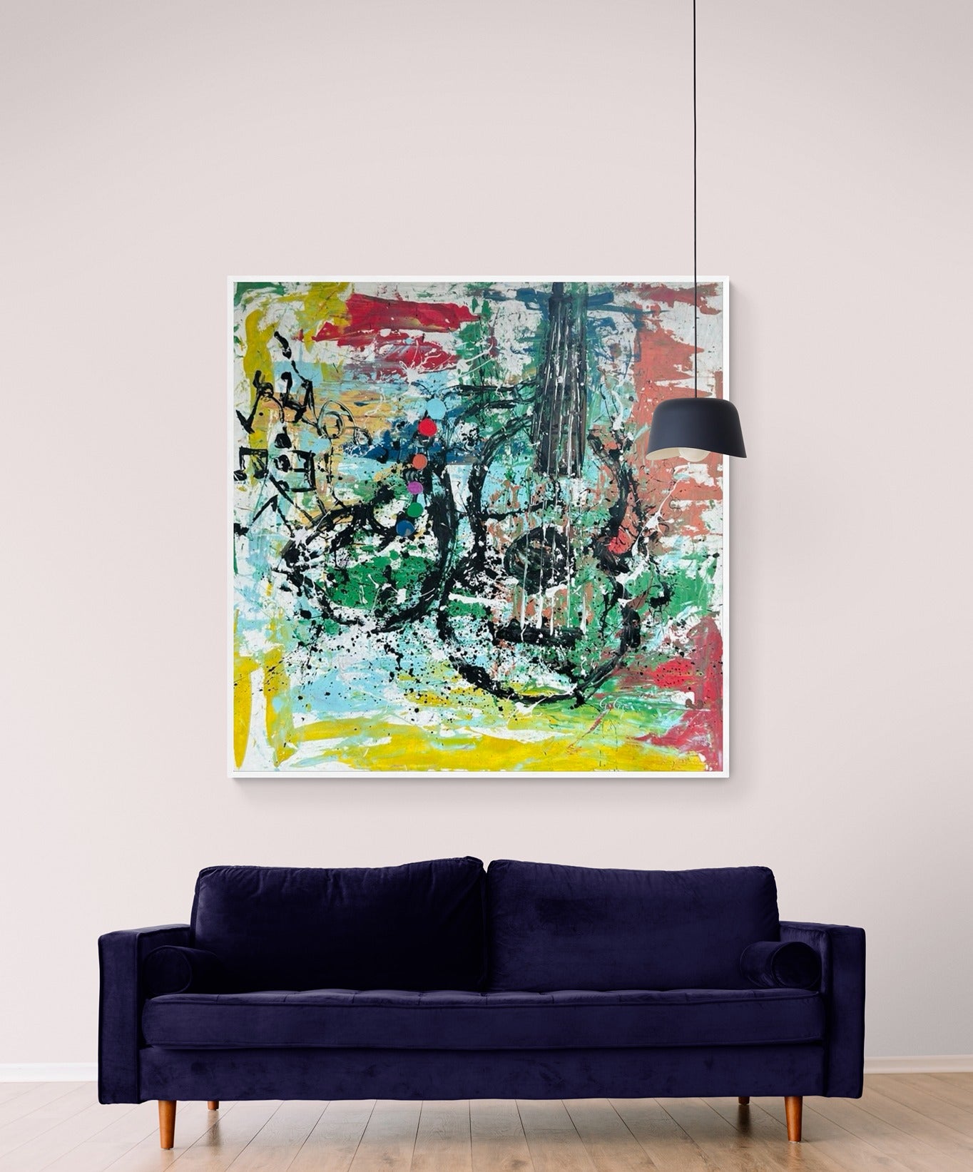 Hand-Painted 56" x 56" Large Original Canvas Wall Art | Fête de la Musique