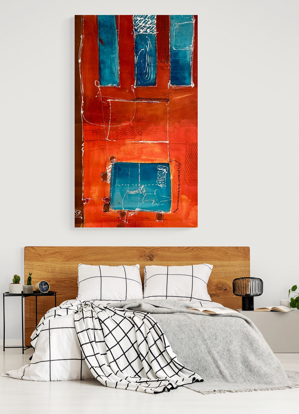 Hand-Painted 35" x 60" Large Original Canvas Wall Art | Geometric Harmony