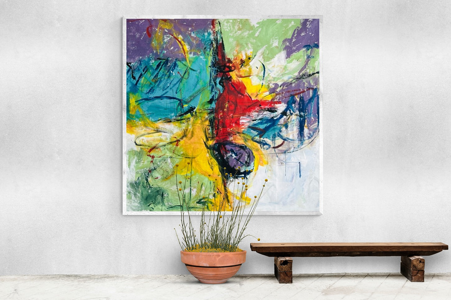 Large Hand-Painted Canvas Wall Art in the outdoor