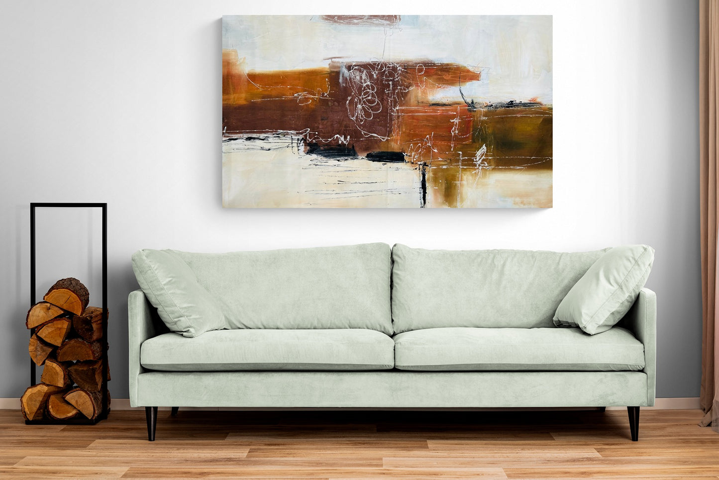 Hand-Painted 35" x 60" Large Original Canvas Wall Art | Sienna Clay