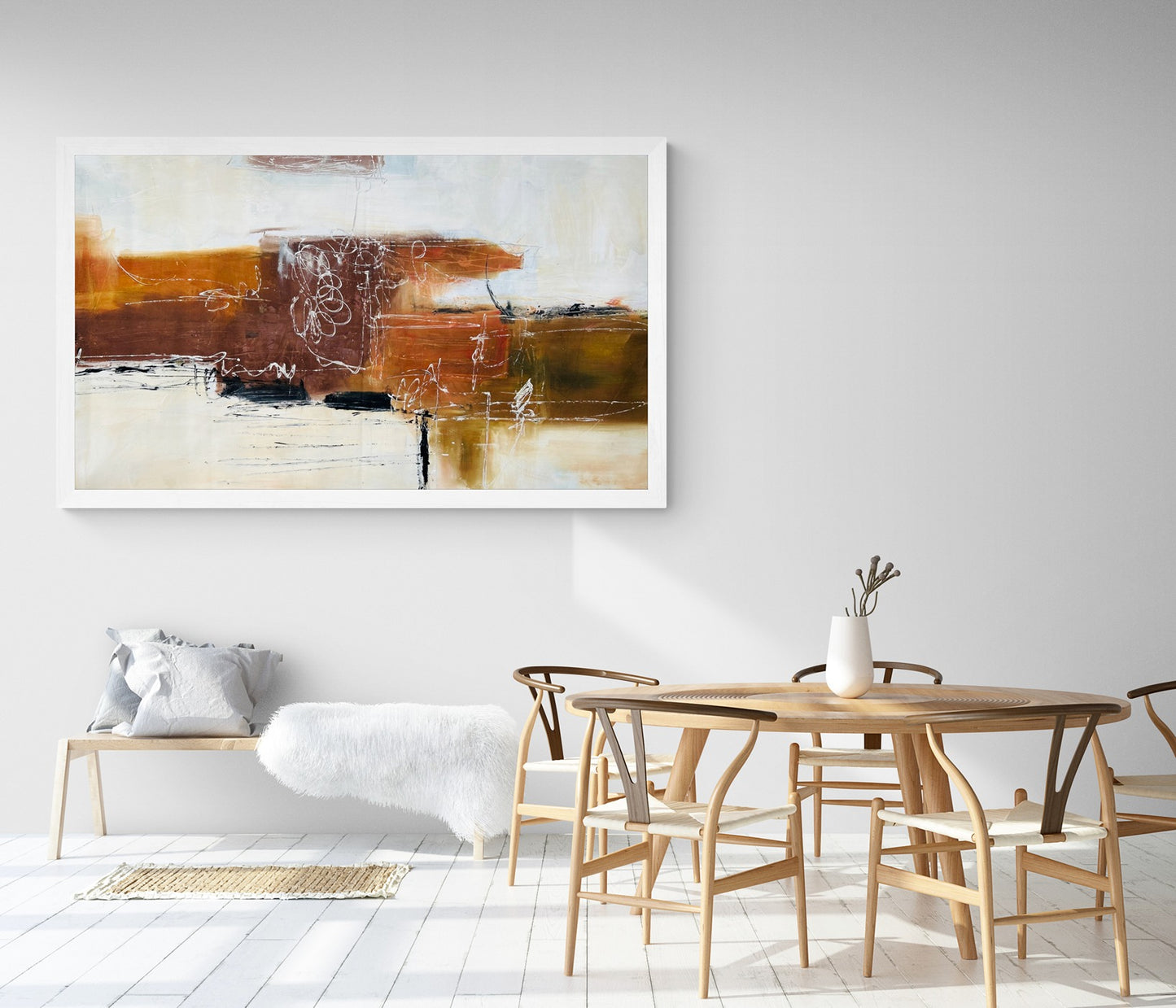 Hand-Painted 35" x 60" Large Original Canvas Wall Art | Sienna Clay