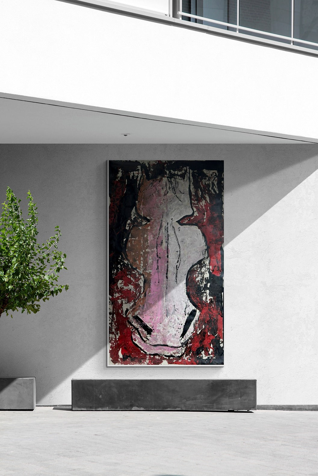 Hand-Painted 55" x 95" Huge Original Canvas Wall Art | Crimson Charger Portrait