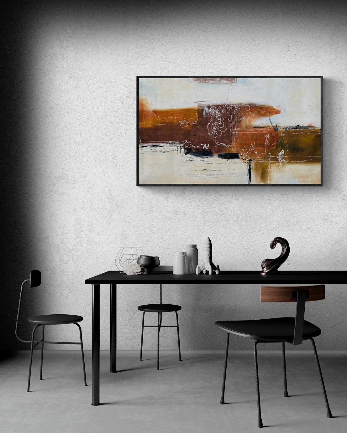 Hand-Painted 35" x 60" Large Original Canvas Wall Art | Sienna Clay